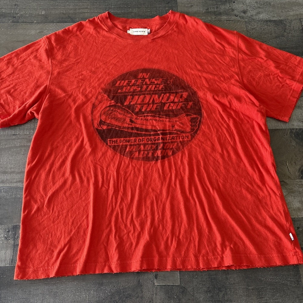 Honor The Gift HTG Short Sleeve T Shirt Red Mens Large in defense of Justice tee